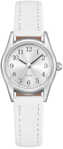 CIVO Leder Damenuhr Analog Armbanduhr: Klein Gehäuse Uhr für Frauen - Wasserdicht Damen Uhr Quarz Elegante Weiß
