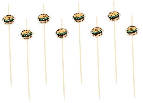 Amosfun 100piezas Brochetas Creativas con Forma De Hamburguesa para Cócteles y Aperitivos Palillos Desechables para Frutas y Decoración De Postres Fiestas