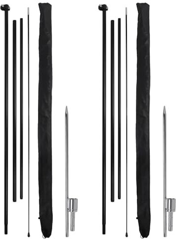 2 Set di Kit Asta Bandiera Piuma, Kit Asta Bandiera in Lega di Alluminio e Fibra di Vetro con Picchetti da Terra Asta Bandiera Piuma per Aziende Eventi Sportivi Scolastici