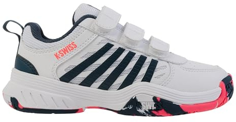 K-Swiss Court Express 2 Strap, Tenis Shoe, White Stargazer Neon Blaze, 34 EU