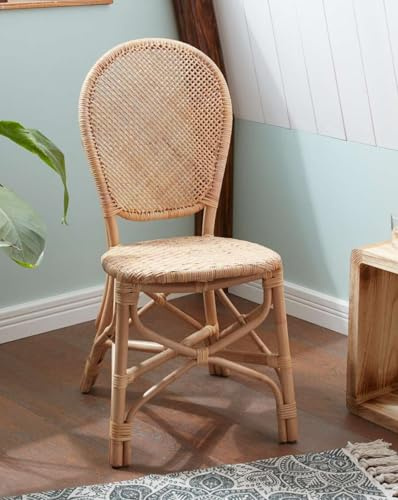 Dekoleidenschaft Chaise de Bistrot en Rotin Naturel Fabriquée à la Main pour Cuisine et Salle à Manger