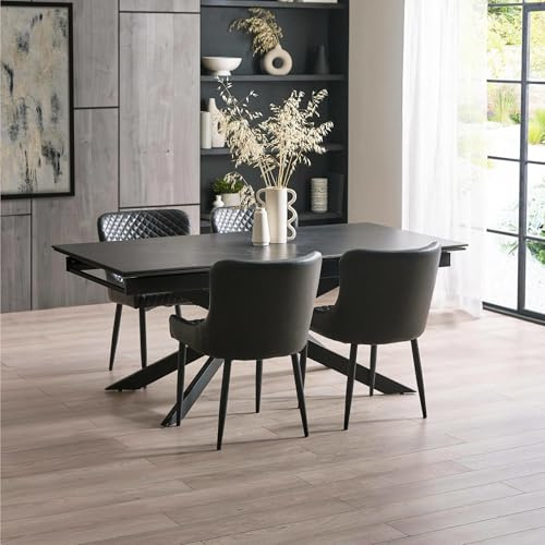 Julian Bowen Osaka Extending Dining Table – 160-240cm Modern Extendable Table with Black Crossed Legs for 6-8 People - Black