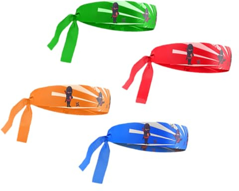 minkissy 4pièces Lot De Bandeaux Ninja Colorés Pour Garçon Fille Bandeau Karaté Japonais Confortables Pour Fêtes Anniversaire Et Jeux De Rôle Ninja Garçon Fille