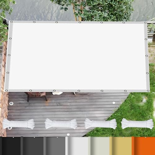 Tenda a Vela Parasole Quadrata Impermeabile 4 x 6 m 98% Protezione UV Tenda a Ombreggiante con Occhielli Protezione Raggi UV HDPE Tenda Parasole per Piscina Domestico, Bianco