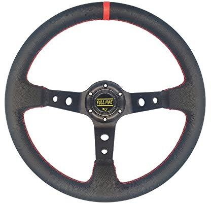 LUOKEKE Sportlenkrad Universal 35. 0mm Wildleder Lenkrad Leder Lenkrad Drift Racing Typ Wildleder/PVC. Stil Holzlenkrad(PVC-Black red)