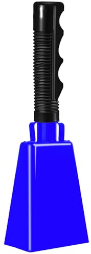 Blaue Kuhglocke mit Griff, 22,9 cm, schwarze Kuhglocke aus Stahl, für Sportveranstaltungen, Jubeln, Abschlussfeier, Dekoration, Fußballspiele, Party (blau)