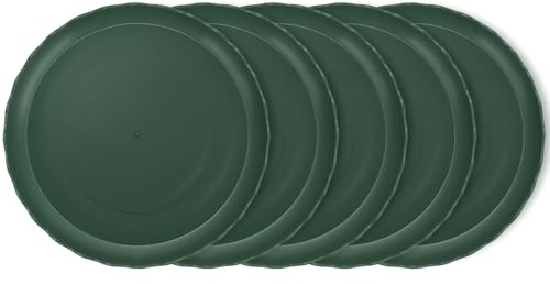 Chuboir 5 Pack Plant Pot Saucers 30cm, Durable Thicker Plastic Plant Saucer, Round Flower Plant Pot Drip Trays for Indoor Outdoor Garden (30cm / 11.8 inch, Green)