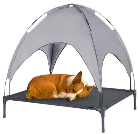 Kustimantu Hundezelt, Bett | Hundekorb mit Dach Anti-UV – große Tragfähigkeit, faltbar, Sonnenschutz, sicher, bequem, atmungsaktiv, für Auto, Haus, Garten, Innenbereich