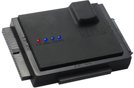 SHINEOFI Festplattenadapter USB 3.0 für 2,5 3,5 IDE HDD SSD LED Beleuchtung Werkzeugfrei Kompatibel mit PC Bürogebrauch