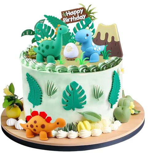 16 Piezas de Vinilo Suave de Dibujos Animados de Dinosaurios para Decoración de Tartas, Fiesta de Cumpleaños de Niños, Vinilo Suave para Decoración de Tartas, Baby Shower Dinosaur Theme Party Supplies