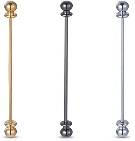 Classicseali 3 Stück Kragen Bar Pins,Krawattennadel Metall,Krawattenkragen Bar Pin für Herren,Kette Hemd Kragen Pin für Hochzeit Business Valentinstag Jubiläum(Silber,Gold,Schwarz)