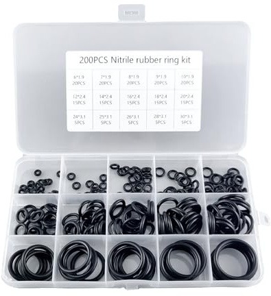 200PCS Assorted rubber washers and seal Kit, 15 Sizes o rings for Plumbing and Electrical Repairs, Durable o rings rubber assorted seal kit for Pipes, Faucets, Pumps, and Home Maintenance