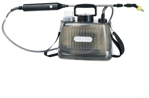 Zilimontt Spruzzatore da giardino alimentato a batteria con batteria ricaricabile da 2200 mAh, spruzzatura regolabile a 3 velocità e bacchetta telescopica, capacità 5 L per la cura del prato e delle