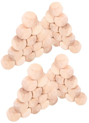 Toyvian 50pezzi Dadi Vuoti in Legno da Blocchi di Artigianato Cubo di Legno Grezzo Angoli Arrotondati Dadi Facce per Giochi da Tavolo e Progetti Fai da Te