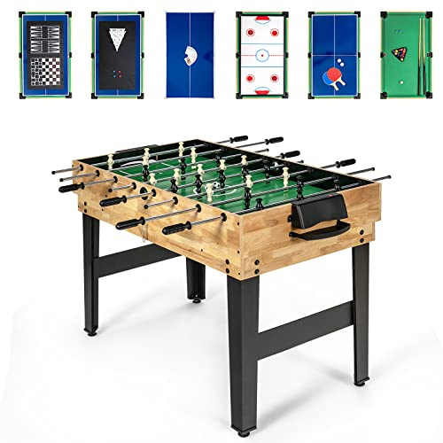 COSTWAY 10 en 1 Table de Baby-Foot avec Billard Hockey Shuffleboard Bowling, Table Multijeux Empilable avec Pieds Réglables & Marqueur, Jouet d'arcade pour Adulte Enfant pour Fête Bar Salle de Jeux