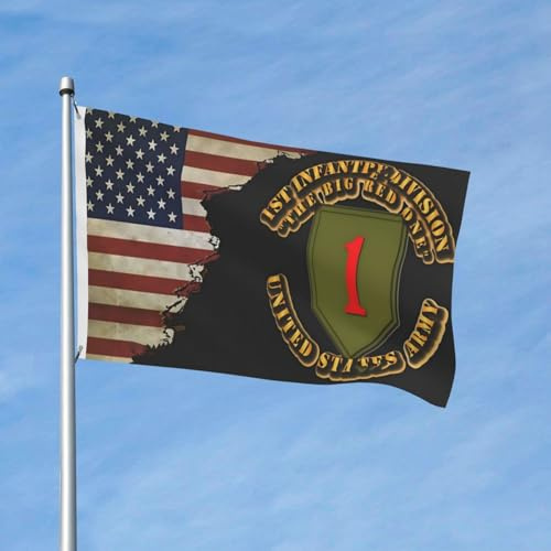 Drapeaux De Jardin Us 1St Infantry Division Big Red One Funny Décorations Bannière Extérieure Coupe-Vent Et Étancheune Treer Drapeau Pour Célébrations Ferme 90X150 Cm