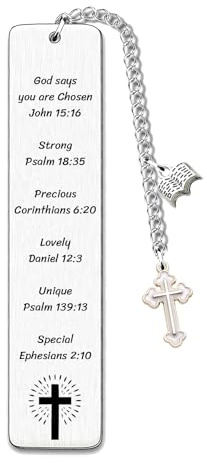 LUODAN Marque-Page Chrétien,Signet Inspirant,Cadeau pour Communion et Confirmation,Cadeaux de baptême,Cadeau d'Anniversaire et Calendrier de l'Avent,Marque pages religieux pour femme et hom (3)