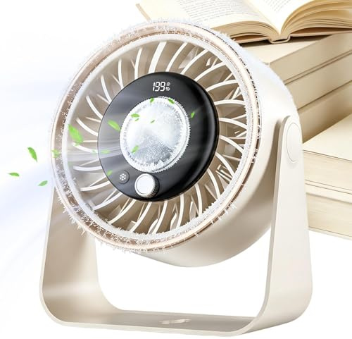 Ventilatore da scrivania, potente e silenzioso, portatile, ricaricabile, con impostazioni di velocità da 0 a 199 gradi, per casa, camera da , soggiorno, ufficio, tavolo,