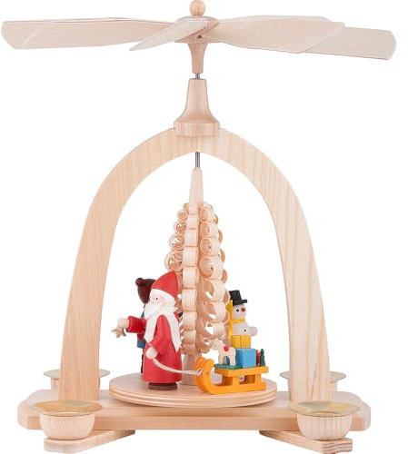 Theo Lorenz 1-Tier Pyramid - Santa - 23 cm / 9 Pouces - Authentique Allemand Erzgebirge Pyramides de Noël