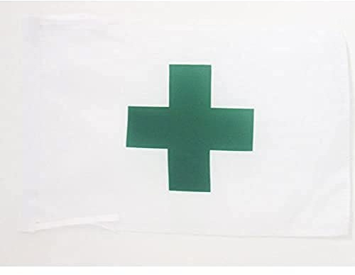 AZ FLAG Flagge Grünes Kreuz 45x30 cm Kreuz Grüne Polyester 100D Kordeln | Für innen und außen dekorative Flagge doppelte Nähte und verstärkte Kanten mit Schnüre 100D Polyester