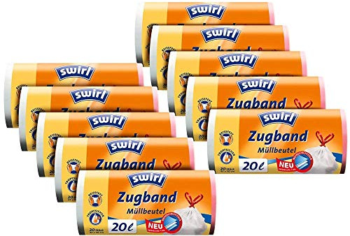 Juego de 10 – Bolsas de basura a 20 litros Swirl® con cordón/Bolsas de basura
