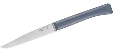 Opinel Bon Appetit+ Tafelmesser - Sandvik Stahl 12C27 - rostfrei - Mikrozahnung - anthrazitfarbener Polymergriff, Blau