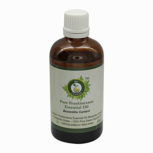 R V Essential Pure Frankincense Essential Oil 100ml (3.38oz)- Boswellia Carterii (100% Pure and Natural Steam Distilled)