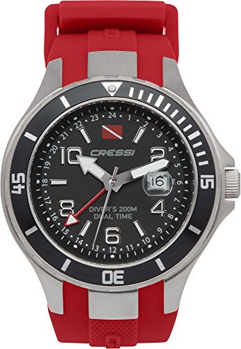 Cressi Traveller Dual Time - Professionelle Taucheruhr, widerstandsfähig 200m / 20 ATM