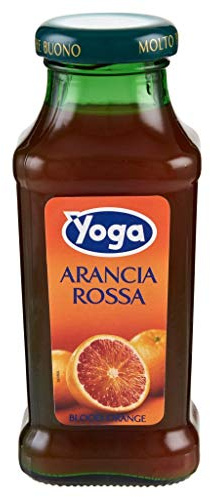 24x Yoga Bar Arancia Rossa Blood Orange Fruit Juice Fruit Flavored Drink Glass Bottle 200ml 100% Italian Fruit