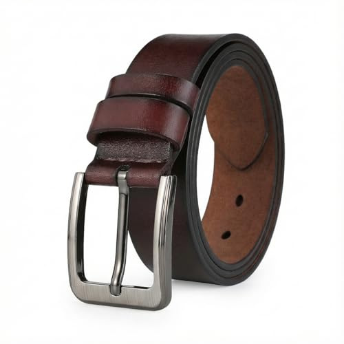VRLEGEND Ledergürtel Herren 110-175cm Gürtel Leder Jean Business Metall Retro Jeansgürtel Vollrindleder 38mm Breite