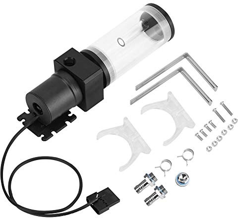 Wasserkühlungsbehälter mit Pumpe, Bewinner 12V 800L / H wasserdichter Wassertank und Pumpe G1 / 4 Acrylcomputer DIY Wasserkühlungsbehälter-Zylinder-Reservoir 19W Pumpe(110MM)