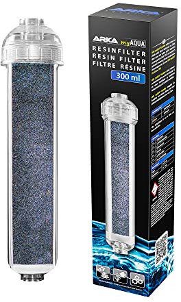 ARKA myAQUA Resinfilter - 300 ml - Hochleistungs-Reinstwasserfilter mit Mischbettharz, eliminiert Silikat, Nitrat & TDS, nachfüllbar, mit visuellem Farbumschlag.