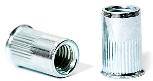 M6 x 15mm Reduced Countersunk Head Open End Blind Rivet Nuts Cylindrical Grooved Shank Metric AN320 Zinc Plated Steel Threaded Insert Nutsert Rivnuts (Pack of 20) G06D