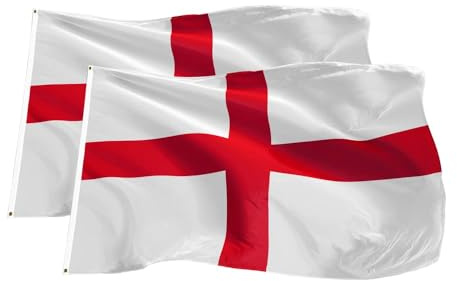 2 England Flagge 90 x 150 cm - Ultra-robust, Doppelfunktion mit 2 Ösen und Stabschlaufe, 2 Nationalflagge Englisch