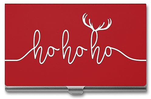 Niapessel Visitenkartenhalter, Weihnachten, Motiv: Ho, Rot, bedruckt, schlank, tragbar, Metall, Visitenkartenetui für Damen und Herren, 9,4 x 5,6 x 0,8 cm, Stil 5, Modern
