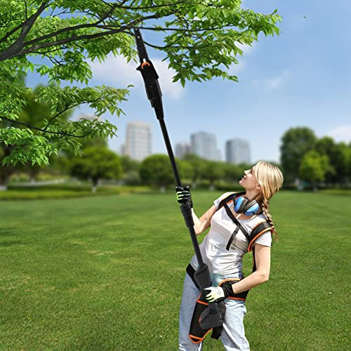 vinnyooc Mini Kettensäge mit Akku 21V 550W Tronçonneuseà batterie Tronçonneuseélectrique MiniTronçonneuse Sans Fil 125cm Elagueuse Téléscopique Scie à élaguer Avec 1 Batterie