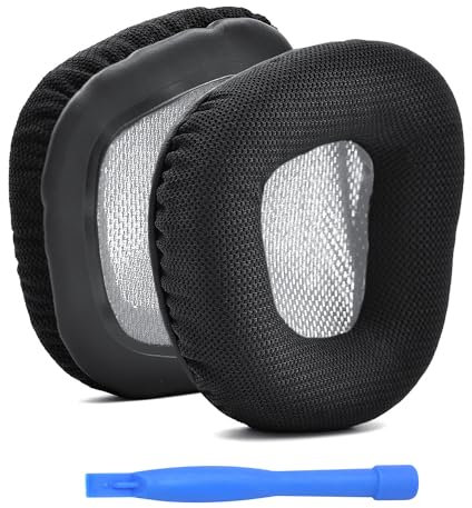 MMOBIEL Ear Pads Replacement for Corsair Void Elite Wireless/Pro/SE/Surround/Elite/Void, Wired & Wireless RGB Gaming Headset Mesh Fabric Ear Pad Cushions - Earpads Replacement - Grey