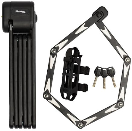 Master Lock zertifiziertes Faltschloss für Fahrräder Gehärtete Stahlglieder,3 Schlüsseln, inkl. Halterung und Befestigung, 95cm
