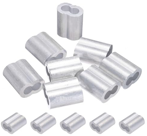 PATIKIL 8mm (5/16) Manicotti Fune Compressione in Alluminio, 8 Pezzi Manicotti per Cavi Anelli per Cavi Metallici Ghiera Crimpatrice per Montaggio Ringhiera, Tono Argento