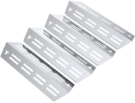 tuning-art GA35 Gasgrill Brennerabdeckung Edelstahl kompatibel mit Enders Monroe Pro 4 Gasgrills | Brennerschutz | Passgenau, Farbe:4er Set Chrom Bulle