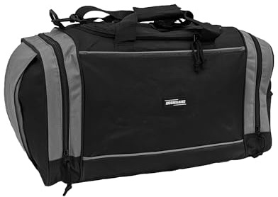 Mens & Ladies Sports & Gym Duffle Travel Bags Hand Luggage Carry On Bag for Fitness Tote Training Workout (Black & Grey)