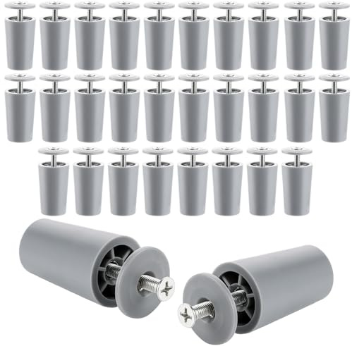 Oungy 30 topes para persianas, color gris, 40 mm de largo, 40 mm, tope de persiana con peso, tope de tope para persianas, piezas de repuesto para persianas, incluye tornillo y disco