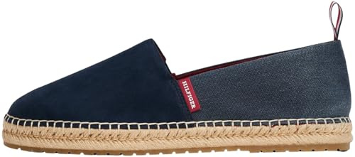 Tommy Hilfiger Uomo Espadrillas Flex Mix in Pelle Scamosciata, Blu (Desert Sky), 46