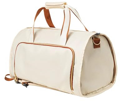 Handgepäcktasche – 2-in-1-Anzugtasche, faltbare Reisetasche, Handgepäcktasche für Männer und Frauen, Flughafen-Check-in-Gepäck, karierte Tasche, wandelbar, beige, Refer to description