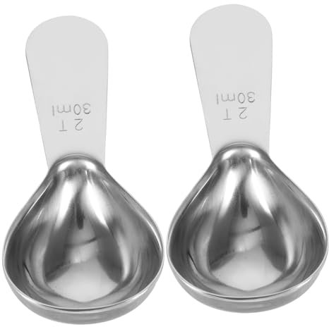 Cabilock 2 Piezas Cuchara Dosificadora De Cafe Medir La Leche Medir Tazas Contenedor De Café Hermético Equipo Cucharada Cucharaditas Cuchara Dosificadora Conveniente Silver Acero Inoxidable