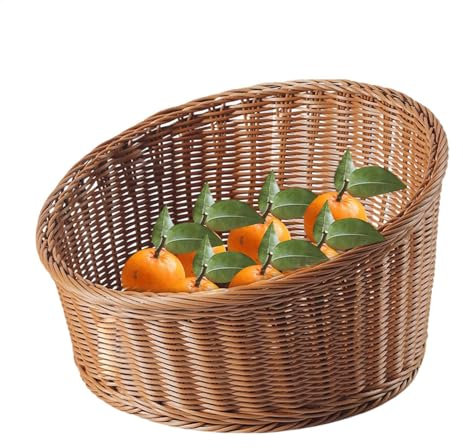 Cesta de exhibición de pan - cesta tejida para porción, cesta de exhibición de pan de tela inclinada | Keys - Billets organizan el cuenco de mesa para servir bool para el restaurante