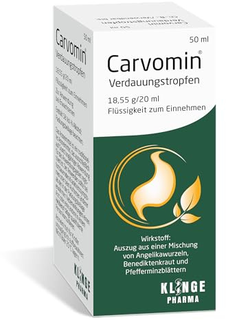 Carvomin Verdauungstropfen, 50 ml Lösung | Bei Blähungen, Völlegefühl & Magenkrämpfen, mit nur 3 Heilpflanzen & natürlichen Bitterstoffen, Ohne Schöllkraut