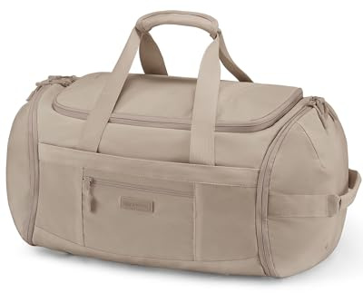 LOVEVOOK Sporttasche Damen Herren, Gym Tasche groß, Reisetasche mit Schuhfach, wasserdichte Trainingstasche Schwimmtasche, Travel Duffle Bag mit Rucksackfunktion für Fitness Sport Reise, Khaki