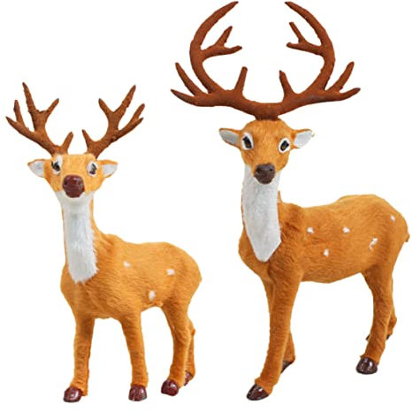 RORPOIR 2stücke Rentier Figur Weihnachten Plüsch Realistisch Heimdekoration Garten Balkon Ornament Elch-Modell