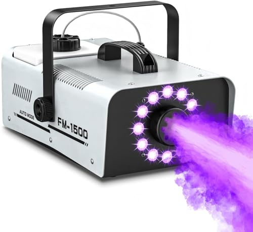 Fog Machine Outdoor Halloween, 1500W 20000CFM Smoke Machine with LED Lights, 2L Tank, 13 Colors & 4 Light Modes, Dual Wireless Remotes, Ideal for Indoor Parties, Stages, Weddings, DJ, Events